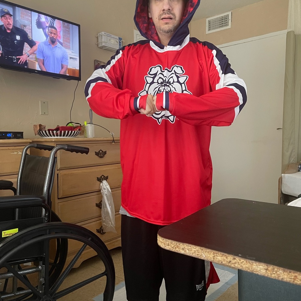 Red Bulldog Graphic Men's Shirt Fresno state bulldog jersey like long sleeve